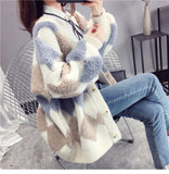 Flytonn-cute winter outfits casual winter outfits christmas outfit party look inspos Loose Argyle Pattern Knitted Warm Cardigan Sweater