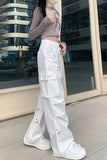 Flytonn-cute winter outfits casual winter outfits christmas outfit party look inspos High Waist Wide Leg Cargo Pockets Pants