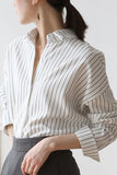 Flytonn-cute winter outfits casual winter outfits christmas outfit party look inspos Loose Striped Office Blouse Shirt