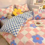 Flytonn-2025 Spring Bedding Set Checkerboard Bedding Set No Comforter Quilt Duvet Cover Pillowcase Flat Sheet Single Queen Size Polyester Bedclothes