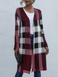 Flytonn-Winter Outfits Christmas Thanksgiving Gift New Year's Eve Outwear Long Sleeves Loose Plaid Collarless Outerwear