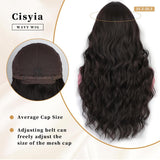 FLYTONN 2024 New Hair Style Long Dark Brown Wig with Bangs Synthetic Wavy Wigs for Women 26 Inches Curly Heat Resistant Fiber Wigs for Daily Party Use