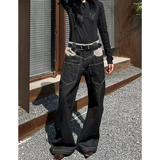 Flytonn-Black High Waist Women Jeans Hip-hop Style Fashion Vintage Streetwear Y2K Wide Leg Jean 2024 Female Trouser Baggy Denim Pants