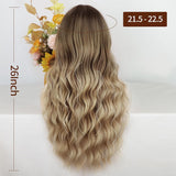 FLYTONN 2024 New Hair Style Long Dark Brown Wig with Bangs Synthetic Wavy Wigs for Women 26 Inches Curly Heat Resistant Fiber Wigs for Daily Party Use