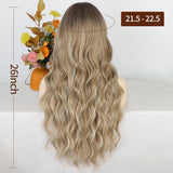 FLYTONN 2024 New Hair Style Long Dark Brown Wig with Bangs Synthetic Wavy Wigs for Women 26 Inches Curly Heat Resistant Fiber Wigs for Daily Party Use