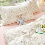 Flytonn-2025 Spring Bedding Set Ins Pink Flowers Bedding Set Fashion Flat Sheet Duvet Cover No Filling Pillowcase Twin Full Queen Nordic Boy Girl Bed Linen