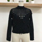 Flytonn-BACK TO SCHOOL OUTFIT Sweater Women Pullover Knitted Hollow Out Pompom Long Sleeve Turtleneck Sweater Autumn Winter Casual Sweaters Knitwear Ladies