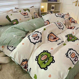 Flytonn-2025 Spring Bedding Set Cute Bear Bedding Set No Filler Ins Korean Style Duvet Cover Pillowcase 2025 New Single Full Size Kids Adult Soft Bed Linen