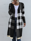 Flytonn-Winter Outfits Christmas Thanksgiving Gift New Year's Eve Outwear Long Sleeves Loose Plaid Collarless Outerwear