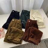 Flytonn-cute winter outfits casual winter outfits christmas outfit party look inspos High Waist Retro Corduroy Long Pants