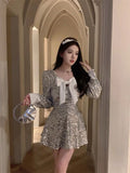 Flytonn-y2k outfits Fashion Heavy Industry Sequin Bow V-neck Birthday Dress for Women Autumn and Winter Sexy Princess Slimming A-line Short Dress