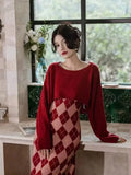 Flytonn-y2k outfits Autumn/Winter Women Clothing French Retro Temperament Sweet Knitted Sweater Camisole Maxi Dress Two Piece Set Women Outfits