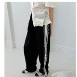 Flytonn-Women's Black Gothic Flare Pants Harajuku Streetwear Aesthetic High Waist Sweatpants Jogger Y2k 2000s Vintage Trousers Clothes