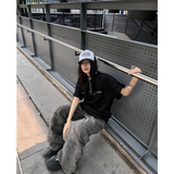 Flytonn-Women Summer Grey Baggy Jeans Vintage Cowboy Pants Harajuku Aesthetic Streetwear Denim Trousers Y2k 2000s Style Clothes 2024 New