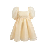 Flytonn-y2k outfits French Retro Palace Fairy Sweet Princess Dress Summer Bubble Sleeve Birthday Party Organza Slim Short Puffy Dress for Women