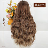 FLYTONN 2024 New Hair Style Long Dark Brown Wig with Bangs Synthetic Wavy Wigs for Women 26 Inches Curly Heat Resistant Fiber Wigs for Daily Party Use