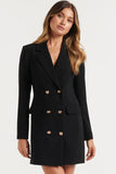 Flytonn-nye outfits Classic Lapel Collar Double Breasted Blazer Mini Dress - Black