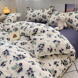 Flytonn-2025 Spring Bedding Set Ins Pink Flowers Bedding Set Fashion Flat Sheet Duvet Cover No Filling Pillowcase Twin Full Queen Nordic Boy Girl Bed Linen