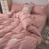 Flytonn-2025 Spring Bedding Set Nordic Bedding Set Simple Flat Sheets Duvet Quilt Cover Pillowcase Bed Linen for Single Queen Full Size Solid Home Textiles