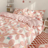 Flytonn-2025 Spring Bedding Set Tulips Duvet Cover Set with Flat Sheet Pillowcases Fashion Twin Double Queen Size Bed Linen Soft Boys Girls Bedding Kit