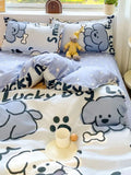 Flytonn-2025 Spring Bedding Set Cute Dinosaur Bedding Set Ins Style Boys Girls Duvet Cover No Filler Pillowcases Flat Sheet Single Queen Size New Bed Linens