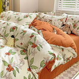 Flytonn-2025 Spring Bedding Set Ins Duvet Cover Set No filler Floral Style with Flat Sheet Pillowcase Twin Queen Double Girls Boys Home Deco New Bed Linen