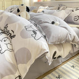 Flytonn-2025 Spring Bedding Set Cute Bear Bedding Set No Filler Full Queen Size Duvet Cover Flat Sheet Pillowcase Kids Adults Fashion Soft Comforter Cover