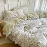 Flytonn-2025 Spring Bedding Set French Ins Bedding Set No Filler Korean Floral Ruffles Single Double Queen Size Duvet Cover Sheet Pillowcase Home Textile