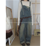 Flytonn-Overalls Pants Women's Suspender Jeans 2024 Autumn Plus Size Streetwear Baggy Braces Pants Vintage Blue Mom Denim Braces Trouser