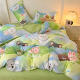 Flytonn-2025 Spring Bedding Set Cute Bear Bedding Set No Filler Full Queen Size Duvet Cover Flat Sheet Pillowcase Kids Adults Fashion Soft Comforter Cover