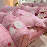 Flytonn-2025 Spring Bedding Set Kawaii Bedding Set for Kids Ins Twin Queen Size Duvet Cover Flat Sheet Pillowcase No Filler Girls Boys Home Totel Bed Linens