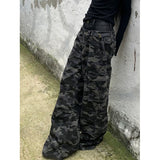 Flytonn-Women's Camouflage Cargo Pants Baggy Aesthetic Parachute Pants Harajuku Japanese 2000s Style Y2k Vintage Trousers Trashy Clothes