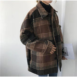 Flytonn-back to school outfits Wool Plaid Blends Coat Jacket-spring outfits