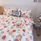 Flytonn-2025 Spring Bedding Set Tulips Duvet Cover Set with Flat Sheet Pillowcases Fashion Twin Double Queen Size Bed Linen Soft Boys Girls Bedding Kit