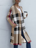 Flytonn-Winter Outfits Christmas Thanksgiving Gift New Year's Eve Outwear Long Sleeves Loose Plaid Collarless Outerwear