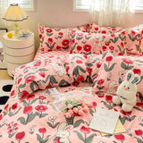 Flytonn-2025 Spring Bedding Set Cute Bear Bedding Set No Filler Ins Korean Style Duvet Cover Pillowcase 2025 New Single Full Size Kids Adult Soft Bed Linen