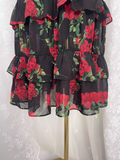 Flytonn-Valentines Gift party dress Vintage Red Rose V-neck Sexy Backless Travel Vacation Floral Beach Dress Long Dress Fly001