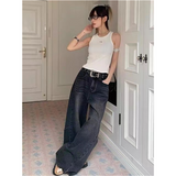 Flytonn-Black Women Jeans High Waist Fashion American Vintage Streetwear Y2K Wide Leg Jean Female Denim Trouser Baggy Denim Pants