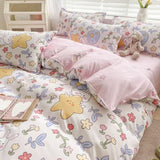 Flytonn-2025 Spring Bedding Set Flowers Rabbit Bedding Set Ins No Filler Single Queen Size Duvet Cover Flat Sheet Pillowcase Girls Boys New Comforter Duvet