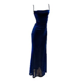 Flytonn-y2k outfits Blue Evening Dresses for Women New High end and Sexy French Style Formal Occasions Slimming Split Strap Camisole Maxi Dress