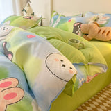 Flytonn-2025 Spring Bedding Set Cute Bear Bedding Set No Filler Full Queen Size Duvet Cover Flat Sheet Pillowcase Kids Adults Fashion Soft Comforter Cover