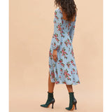 Flytonn-BACK TO SCHOOL OUTFIT Dresses For Women 2025 Elegant Vintage Floral Dress Spring Autumn Long Sleeve Sweetheart Neck Sexy Side Slit Chiffon Midi Dress