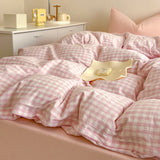 Flytonn-2025 Spring Bedding Set Checkerboard Bedding Set No Comforter Quilt Duvet Cover Pillowcase Flat Sheet Single Queen Size Polyester Bedclothes