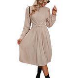 Flytonn-Black Friday Sale - Women's Casual Solid Color Long Sleeve Midi Dress