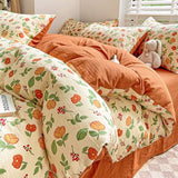 Flytonn-2025 Spring Bedding Set Ins Duvet Cover Set No filler Floral Style with Flat Sheet Pillowcase Twin Queen Double Girls Boys Home Deco New Bed Linen