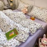 Flytonn-2025 Spring Bedding Set Flowers Rabbit Bedding Set Ins No Filler Single Queen Size Duvet Cover Flat Sheet Pillowcase Girls Boys New Comforter Duvet