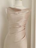 Flytonn-Valentines Gift party dress Sexy Sheath Boat Sleeveless Champagne Satin Party Dress Holiday Dresses Fly349