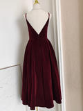 Flytonn-Valentines Gift party dress Simple A line Sleeveless Burgundy Velvet Party Dress Holiday Birthday Dresses For Women Fly350