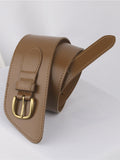 Flytonn-Asymmetrical Buckle Wide Leather Belt