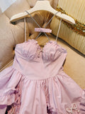 Flytonn-back to school outfits Cute Ball Gown Spaghetti Straps Pink Short Homecoming Dresses 18th Birthday Outfit C2179